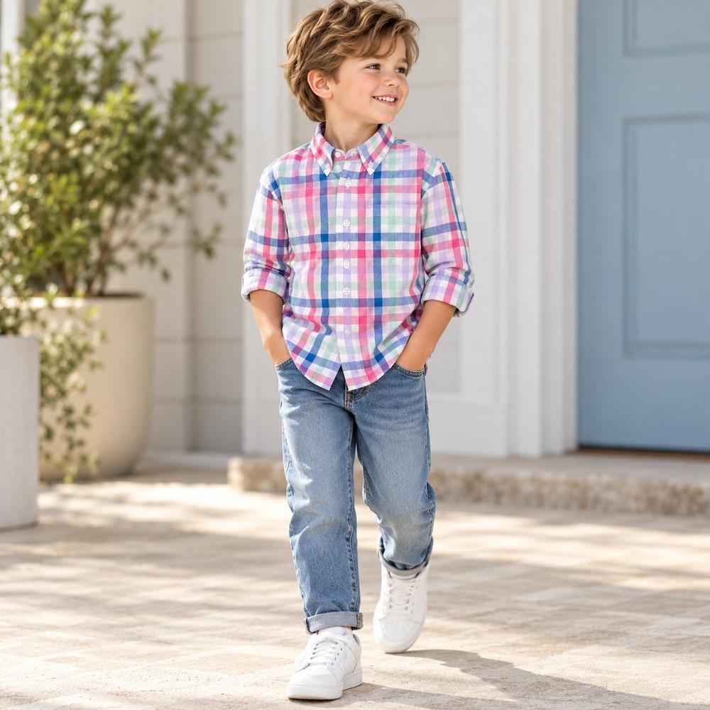 J. CREW CREWCUTS Kids Boys 2 Shirt Multicolor Plaid Button Down